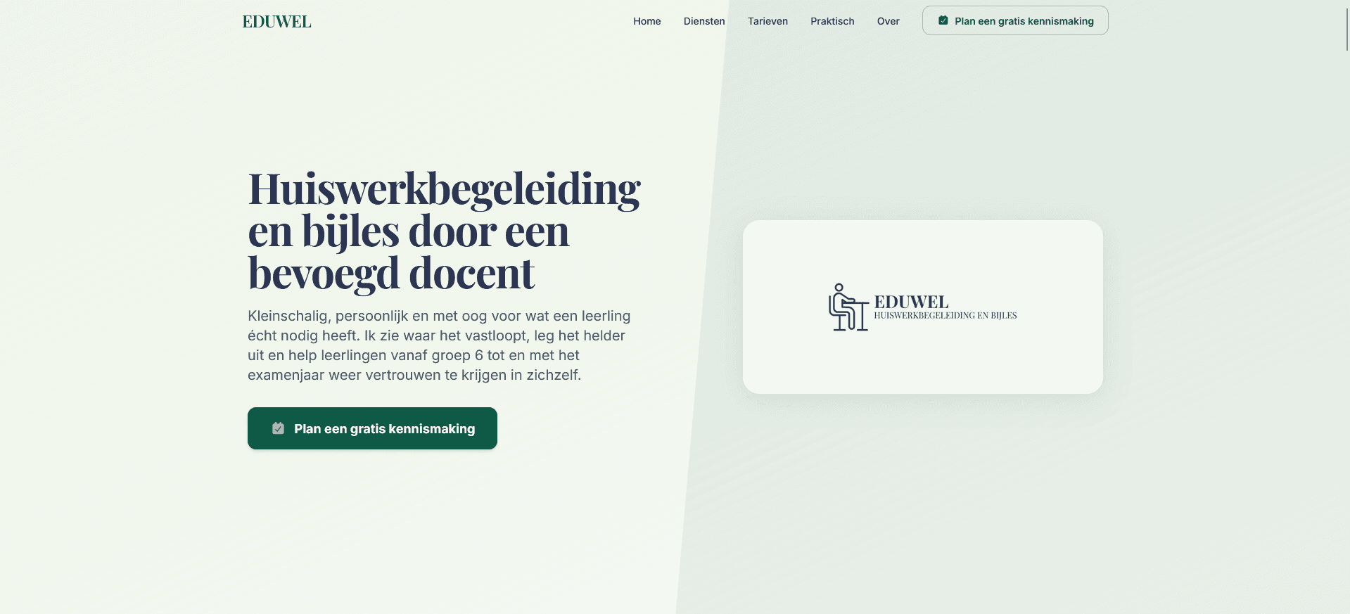 Screenshot of the website built for Eduwel.